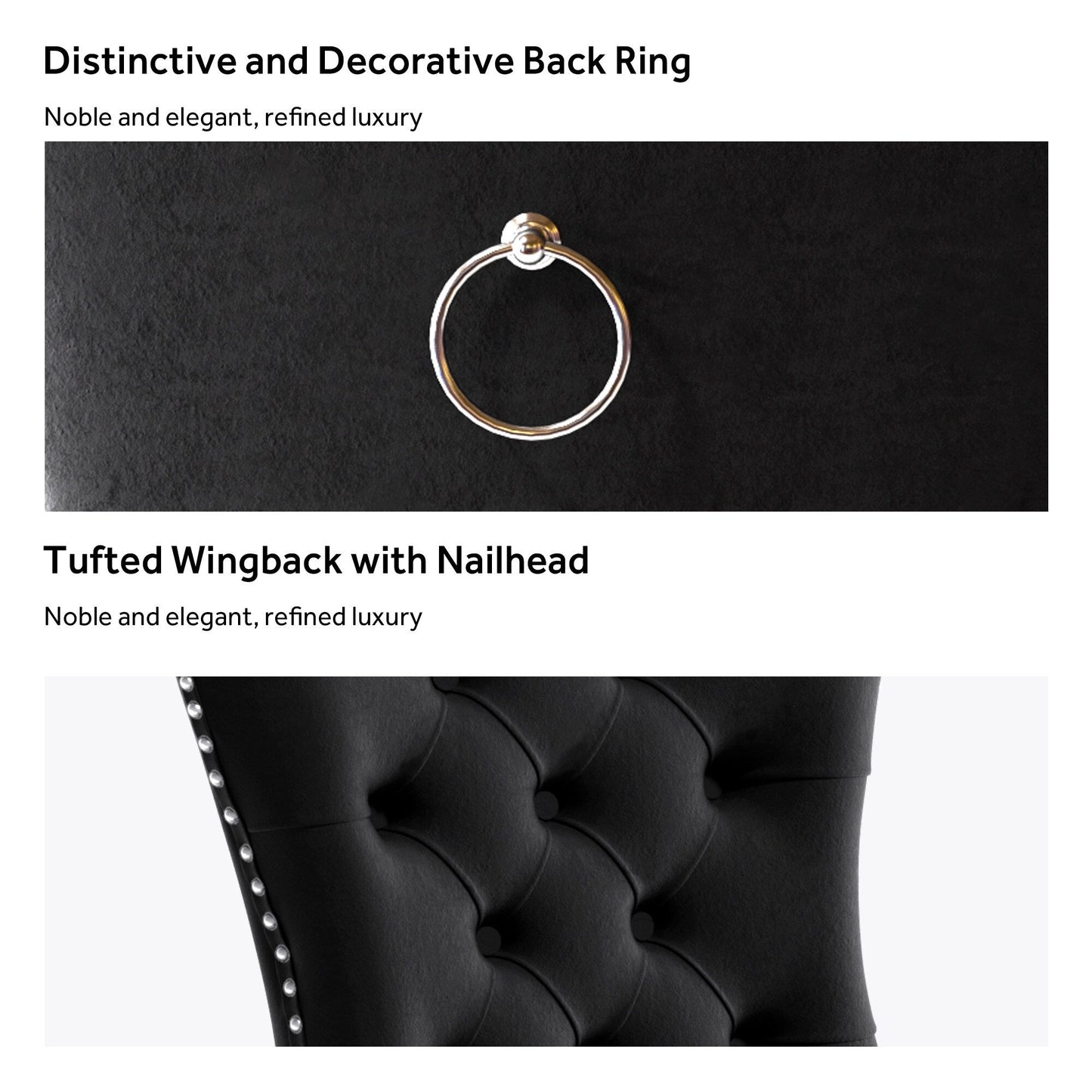 Chaise de salle à manger capitonnée en velours avec pieds en bois massif, lot de 6