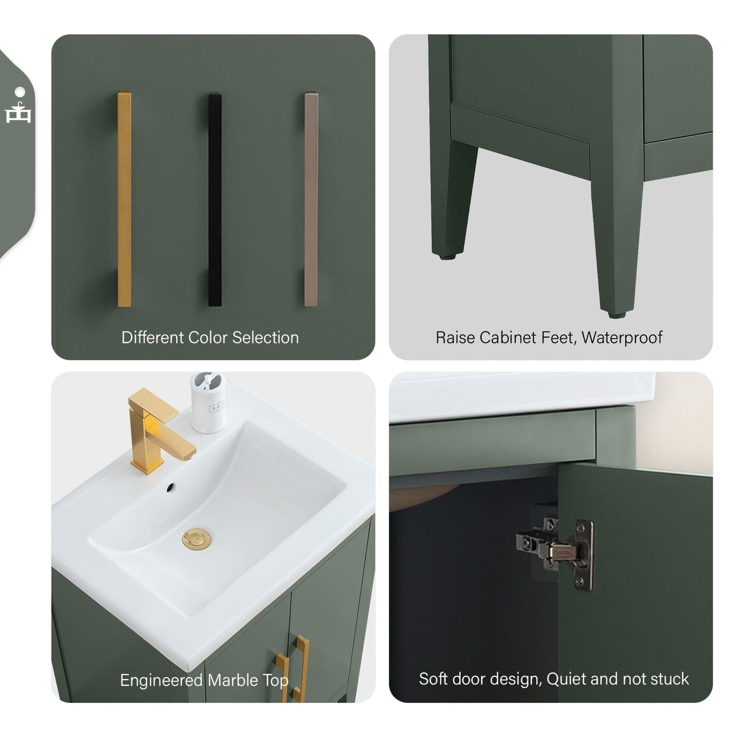 Meuble-lavabo simple Vanity Art 20, 24 ou 30 avec dessus en céramique