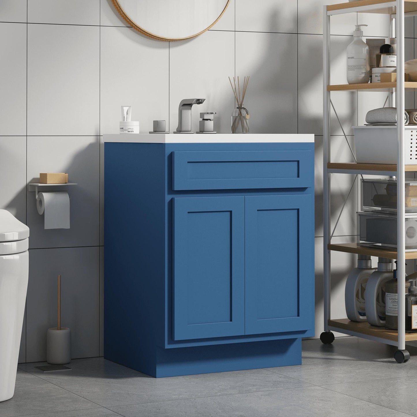 Meuble-lavabo simple en bois massif de 24 pouces de Vanity Art