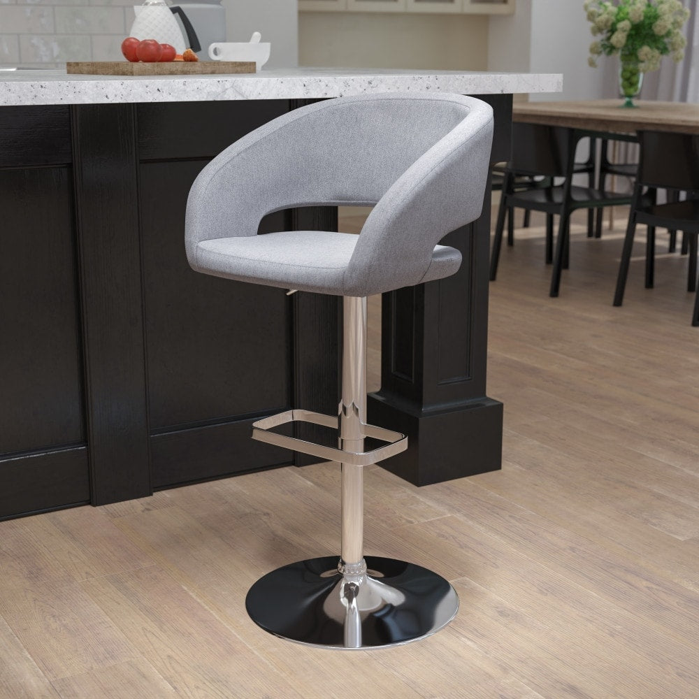 Tabouret de bar moderne rembourré à hauteur réglable avec dossier arrondi