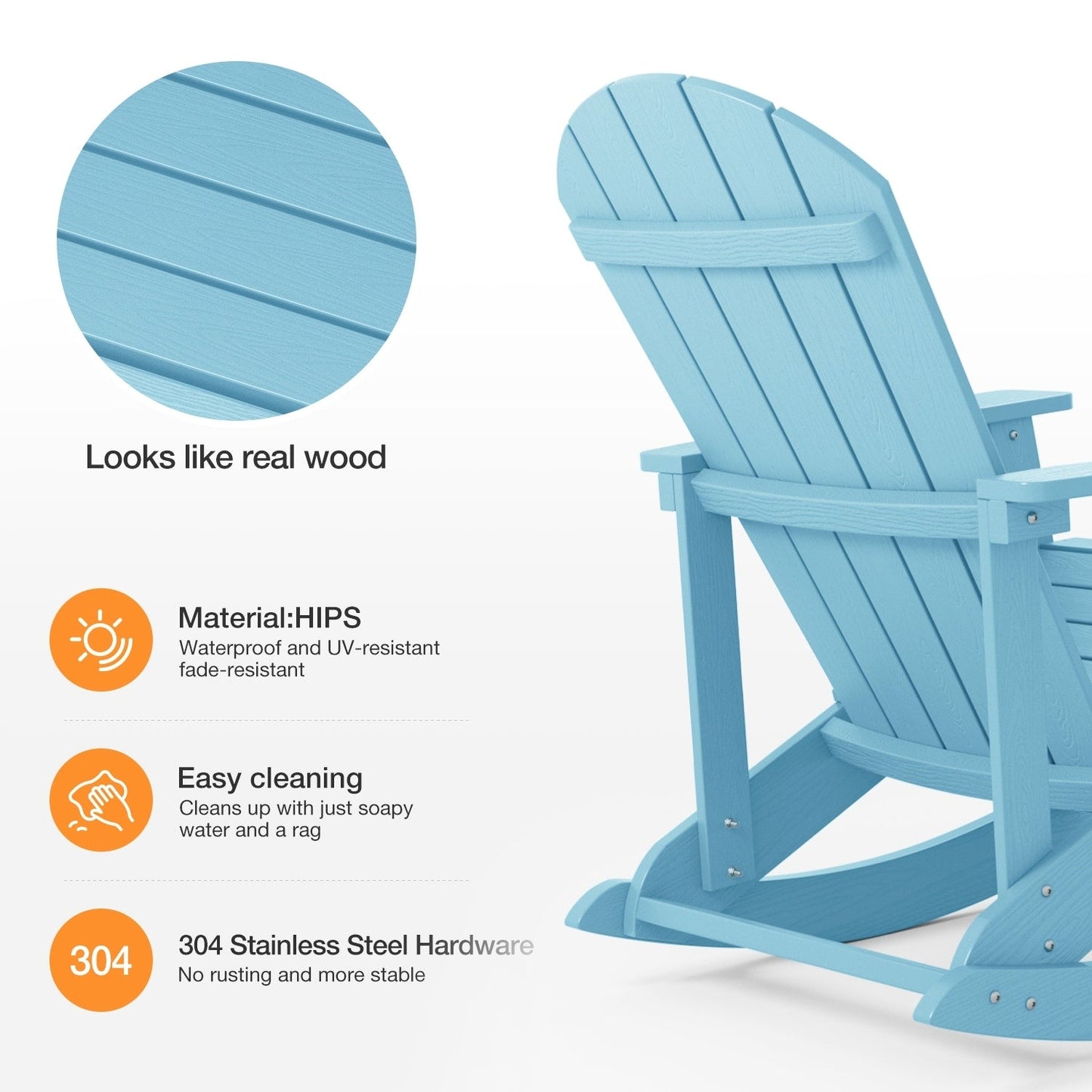 Chaise à bascule d'extérieur toutes saisons WINSOON, lot de 2