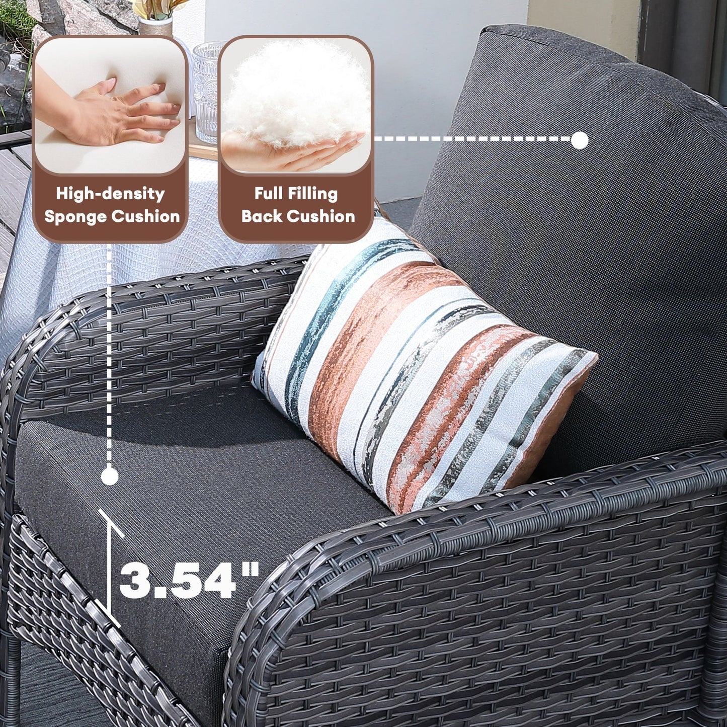 Ensemble de conversation de 4 pièces pour patio extérieur XIZZI avec table