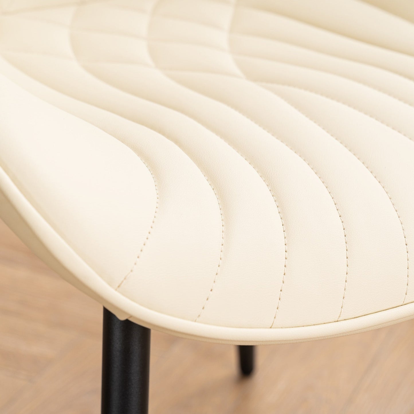 Lot de 2 chaises de salle à manger modernes en cuir rembourré sans accoudoirs