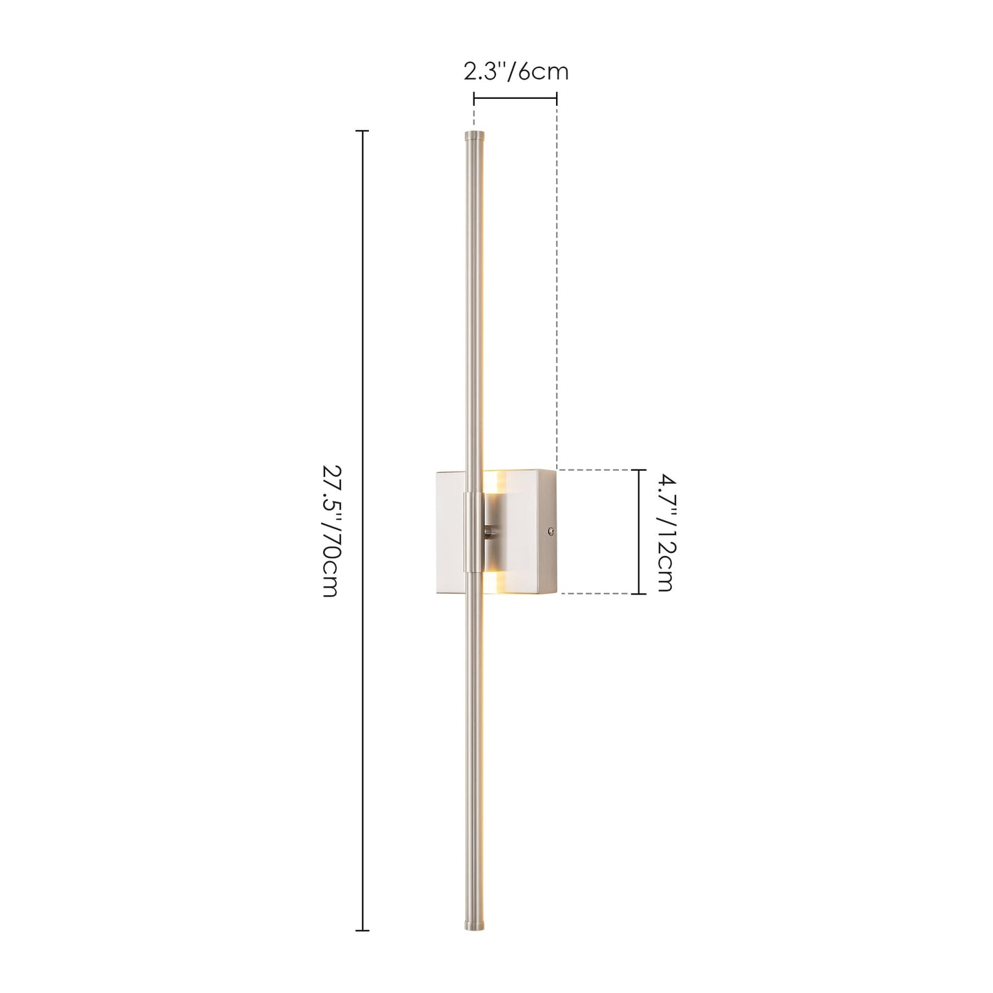 1-Light Black/ Gold/ Nickel Modern Long Linear Strip Wall Sconce Dimmable LED Bathroom Vanity Light