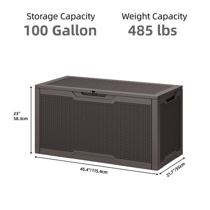 100 Gallon Outdoor Storage Waterproof Deck Box - N/A