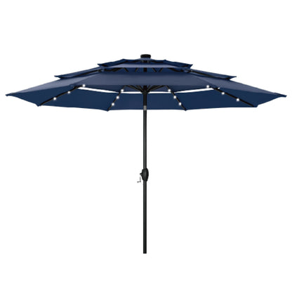 Parasol de terrasse inclinable à 3 niveaux de 10 pieds de MAISON ARTS, parasol d'extérieur à double ventilation avec lumières LED