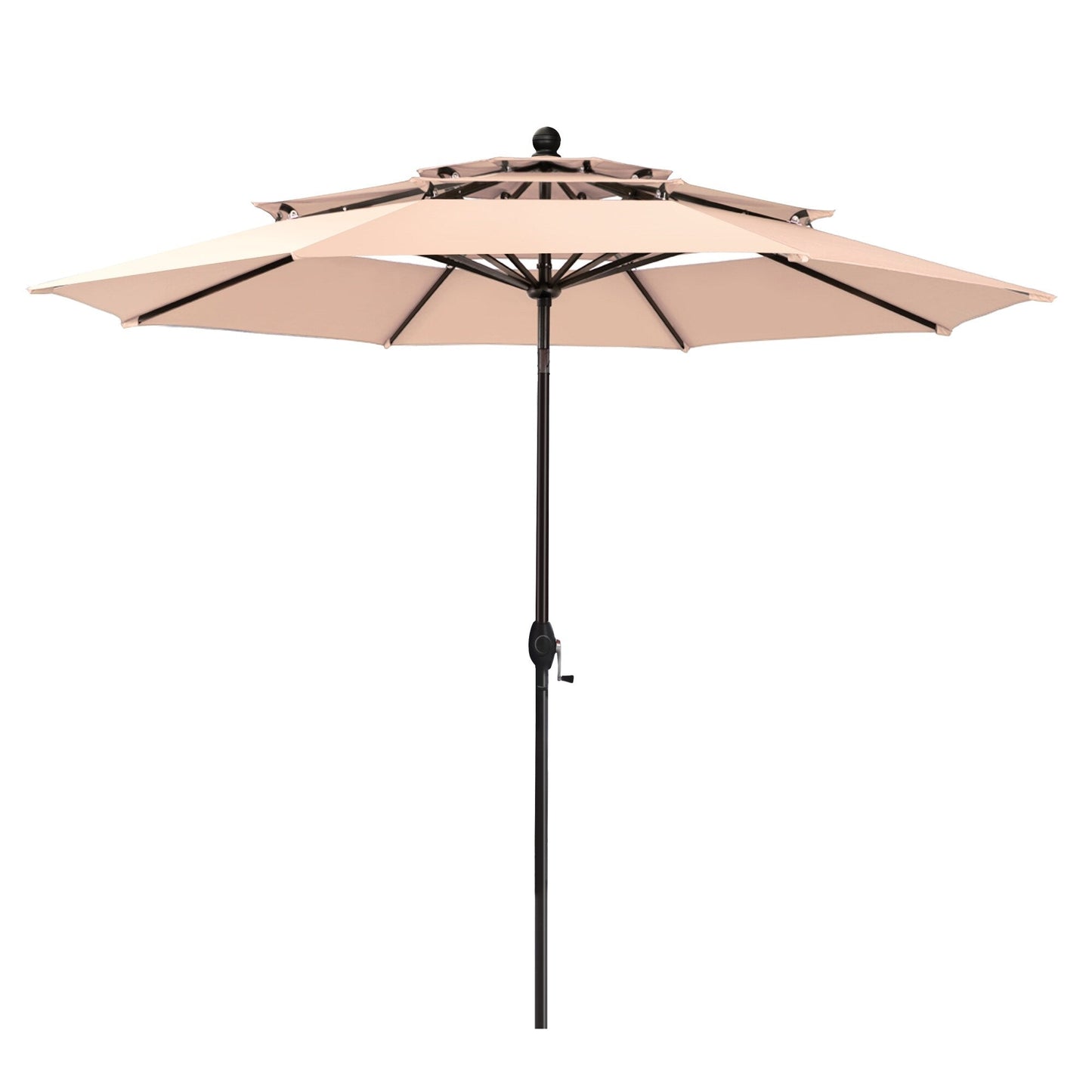 Parasol de terrasse inclinable à 3 niveaux de 10 pieds de MAISON ARTS, parasol d'extérieur à double ventilation avec lumières LED