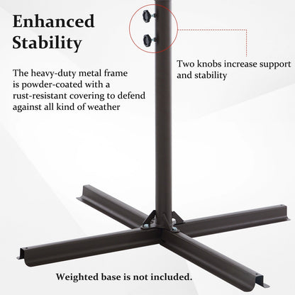 10ft Steel Crank Lift Hanging Offset Cantilever Umbrella