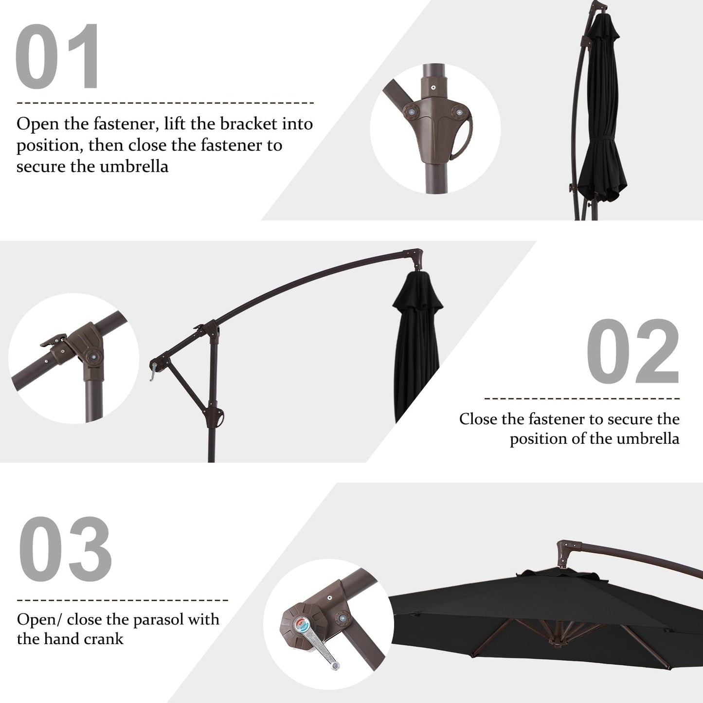 10ft Steel Crank Lift Hanging Offset Cantilever Umbrella