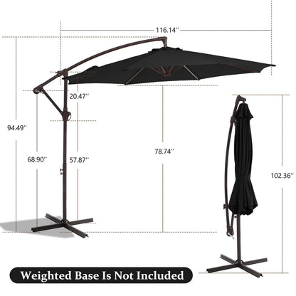 10ft Steel Crank Lift Hanging Offset Cantilever Umbrella