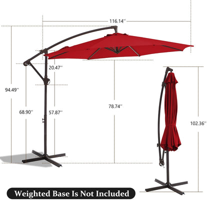 10ft Steel Crank Lift Hanging Offset Cantilever Umbrella