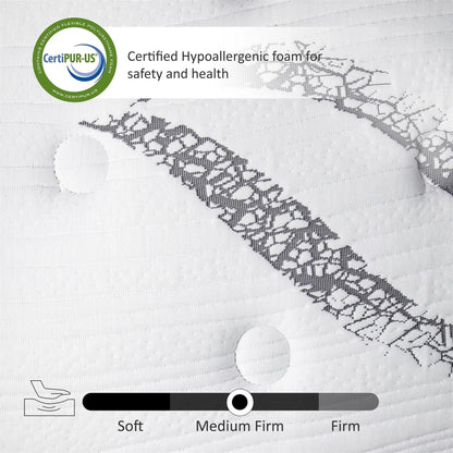 Matelas hybride en mousse à mémoire de forme de 12 pouces dans une boîte