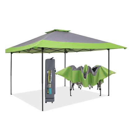 Gazebo de jardin renforcé escamotable avec rideau d'angle élégant - 13 x 13 pi