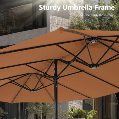Parasol double extra large de 15 pieds pour patio double face de MAISON ARTS avec base incluse