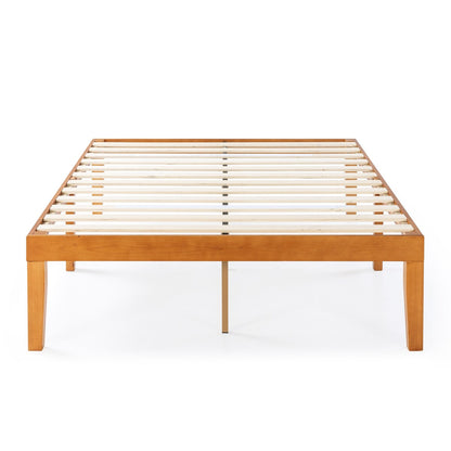 Cadre de lit plateforme classique en bois massif de 16 pouces, disponible en plusieurs finitions