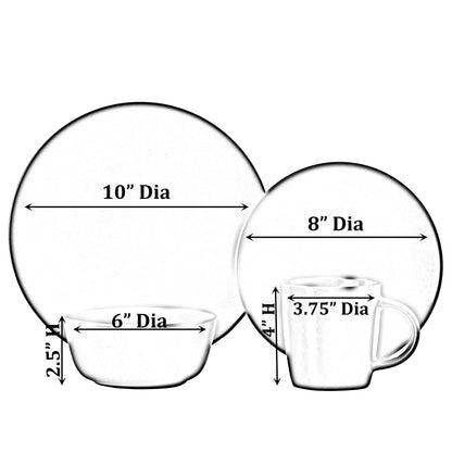 16 PC Dinnerware Dish Set for 4 Person | Mugs, Salad and Dinner Plates and Bowls Sets, Chip and Crack Resistant, Matte Black