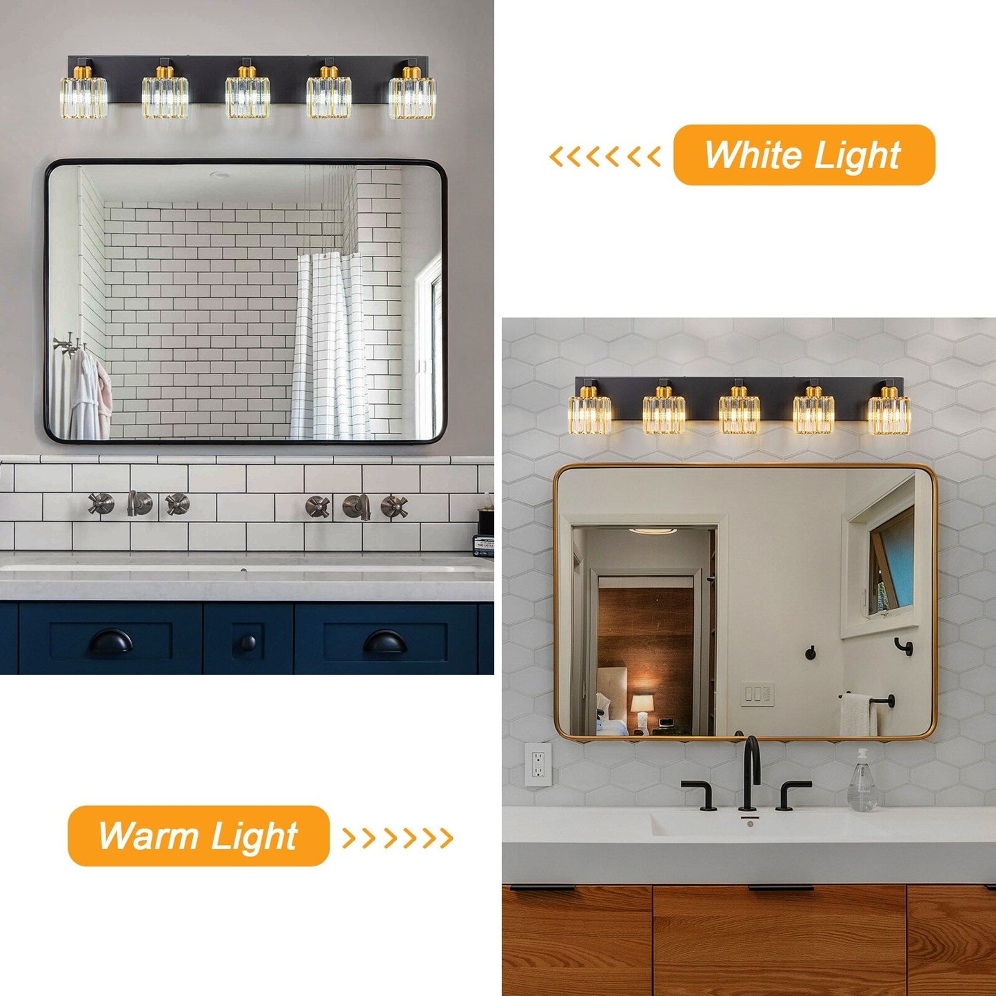 2/3/4/5 Light Bathroom Vanity Light Wall Sconce with Crystal Shade