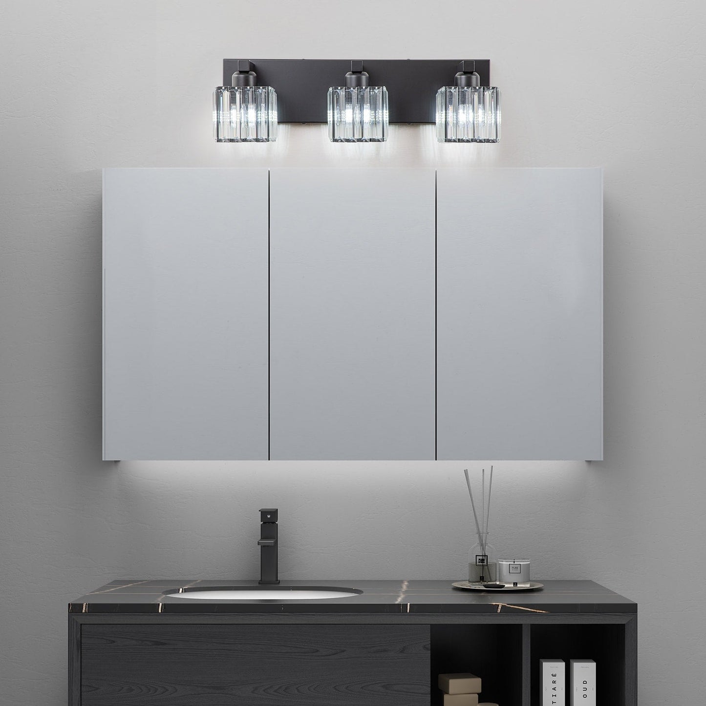 2/3/4/5 Light Bathroom Vanity Light Wall Sconce with Crystal Shade