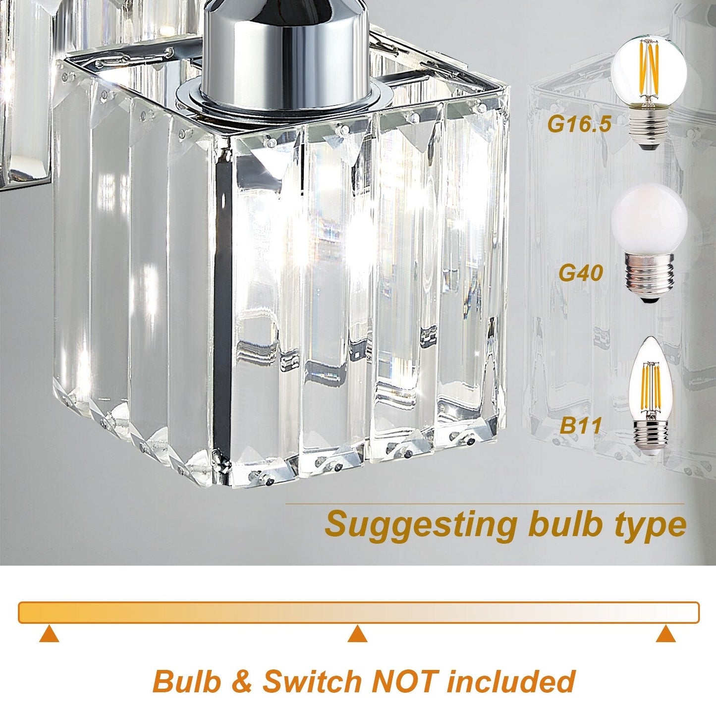 2/3/4/5 Light Bathroom Vanity Light Wall Sconce with Crystal Shade