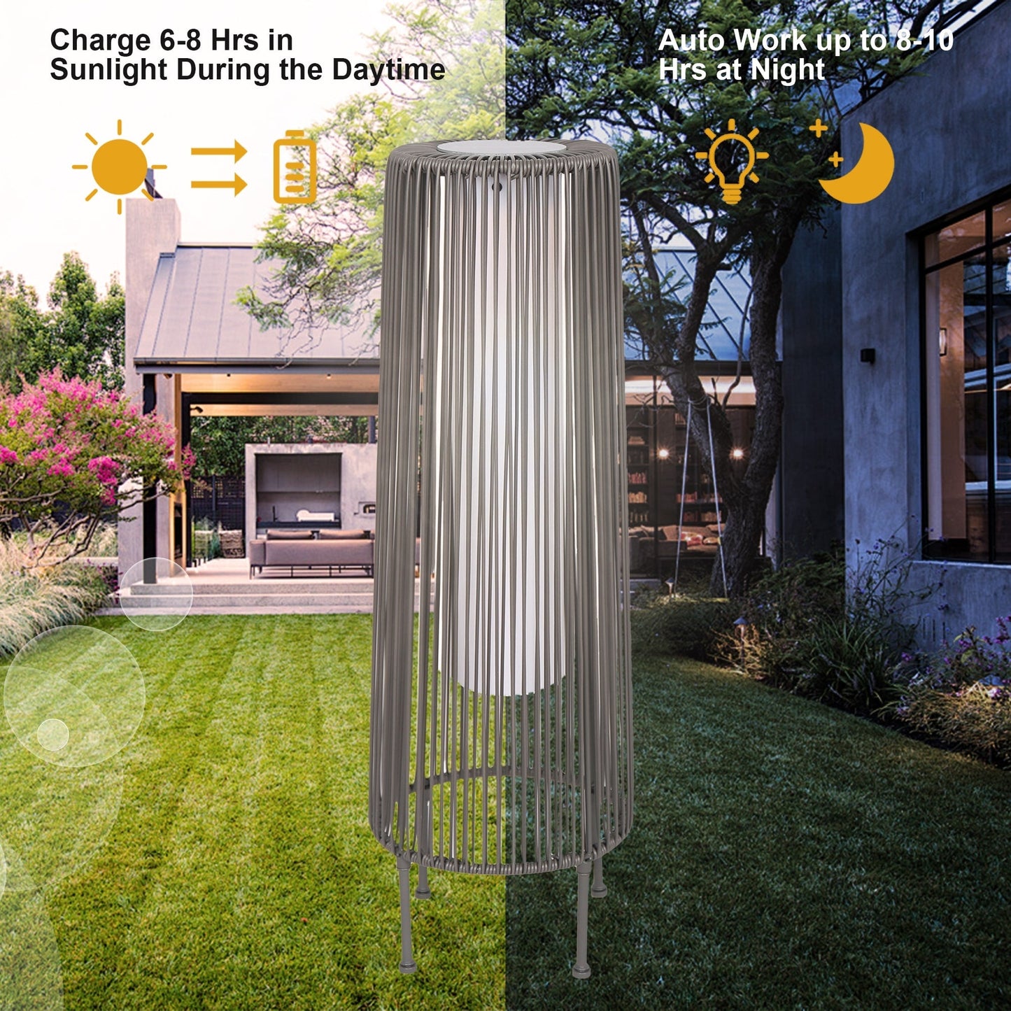 2 Pack Outdoor Solar Light Floor Lamps