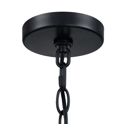 Lustre suspendu noir mat à 4 lumières de 22 po avec abat-jour tambour blanc - 22 W