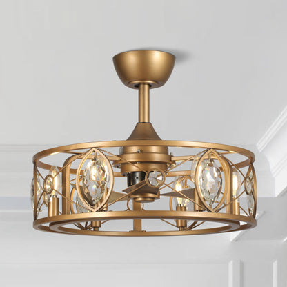 Lustre moderne en cristal avec ventilateur de plafond et télécommande