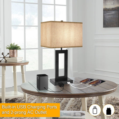 22 Gray USB Table Lamp Set With Touch Control