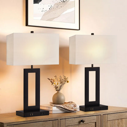 22 Gray USB Table Lamp Set With Touch Control