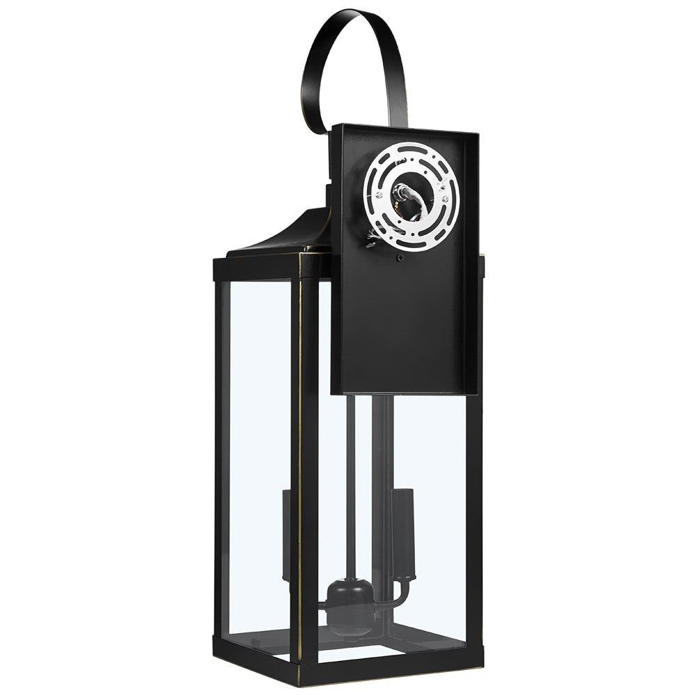 25.7H 2-Light Large Outdoor Bronze Exterior Wall Lantern Sconce Light