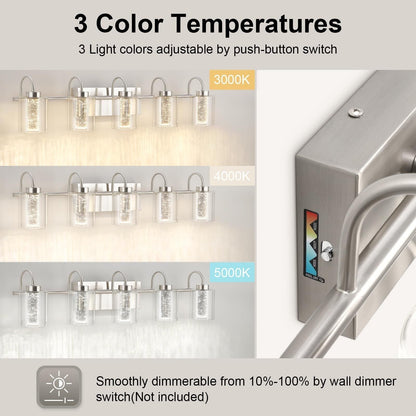 3/4/5/6 Light Brushed Nickel Bathroom Light Fixtures