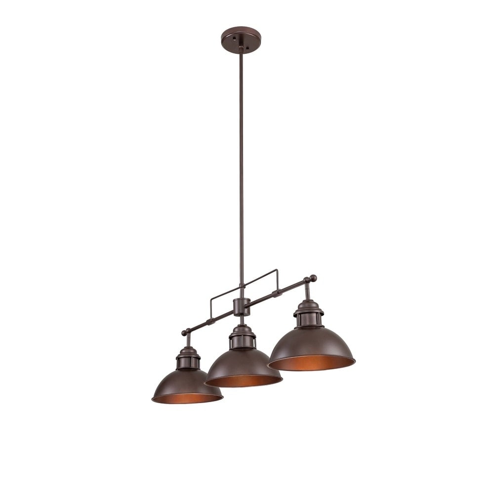3-Light Farmhouse Retro Metal Linear Dome Pendant Light/Kitchen Island Lights