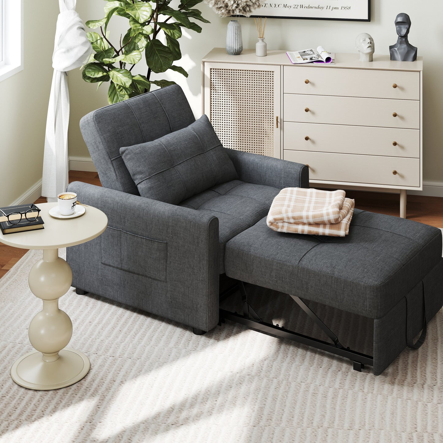 Canapé-lit 3 en 1 réglable, canapé-lit gigogne, convertible et pliable pour salon