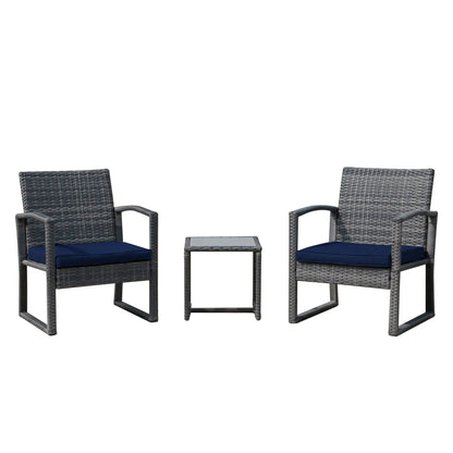 3-pc. Outdoor Cushioned Wicker Chat Set