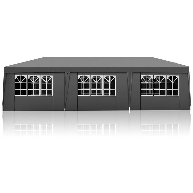Gazebo pop-up en tissu Oxford 30 x 10 pi avec 8 sacs de sable et 8 parois latérales, avec auvent pour sac de remorquage - 30 x 10 x 8,8 pi (l x h)