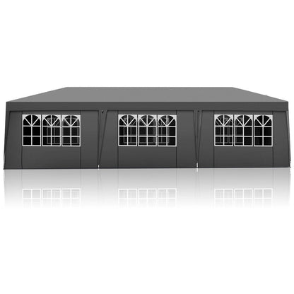 Gazebo pop-up en tissu Oxford 30 x 10 pi avec 8 sacs de sable et 8 parois latérales, avec auvent pour sac de remorquage - 30 x 10 x 8,8 pi (l x h)