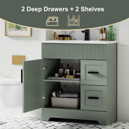 Ensemble de meuble-lavabo Wavy Line 30/36/48 avec lavabo et robinet