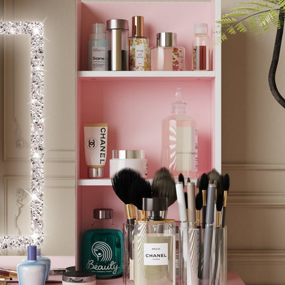 Ensemble de coiffeuse de maquillage de 39,4 po de large avec tabouret et miroir