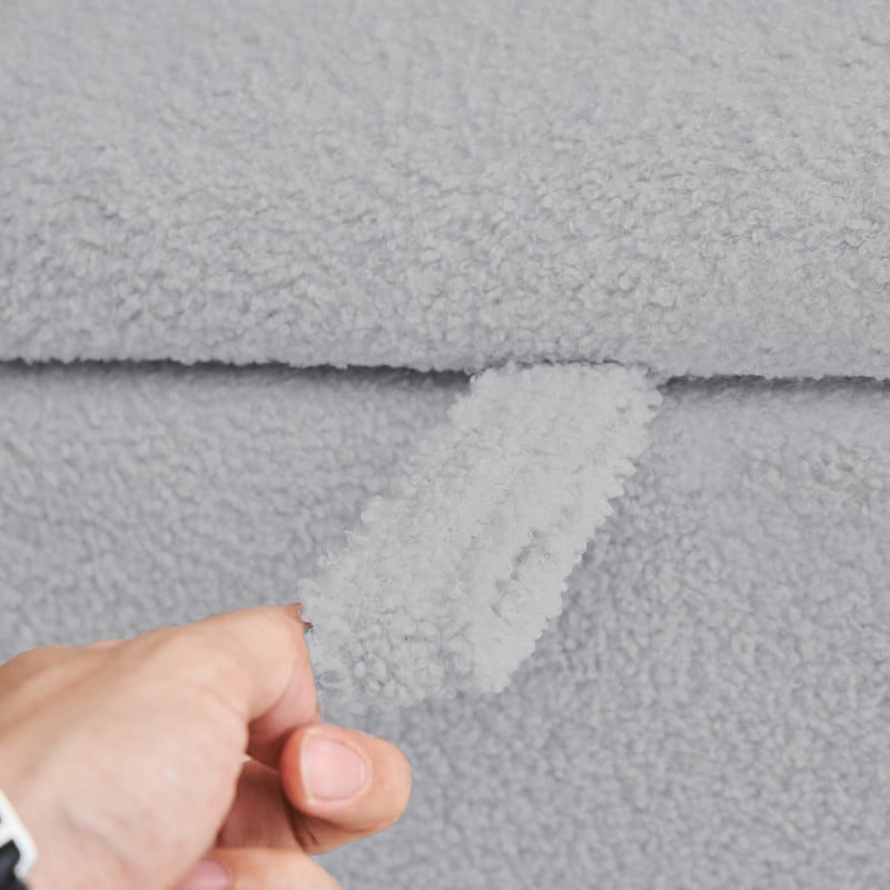 Banc ottoman de rangement en sherpa blanc cassé, repose-pieds, pour salon, chambre à coucher, pieds en bois