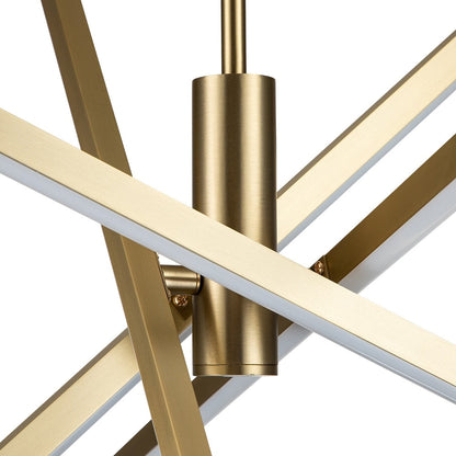 Lustre LED moderne en aluminium noir/doré, plafonnier linéaire Spoutnik pour salon/salle à manger/cuisine