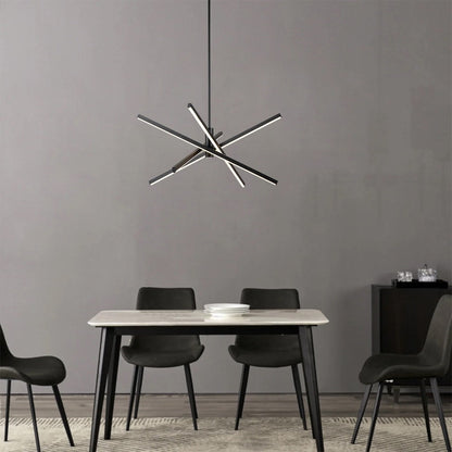 Lustre LED moderne en aluminium noir/doré, plafonnier linéaire Spoutnik pour salon/salle à manger/cuisine