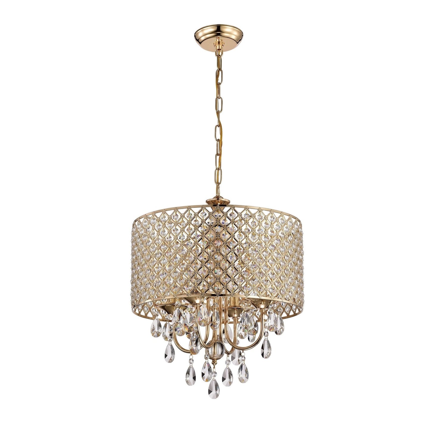 Lustre tambour à perles rondes avec cristaux suspendus