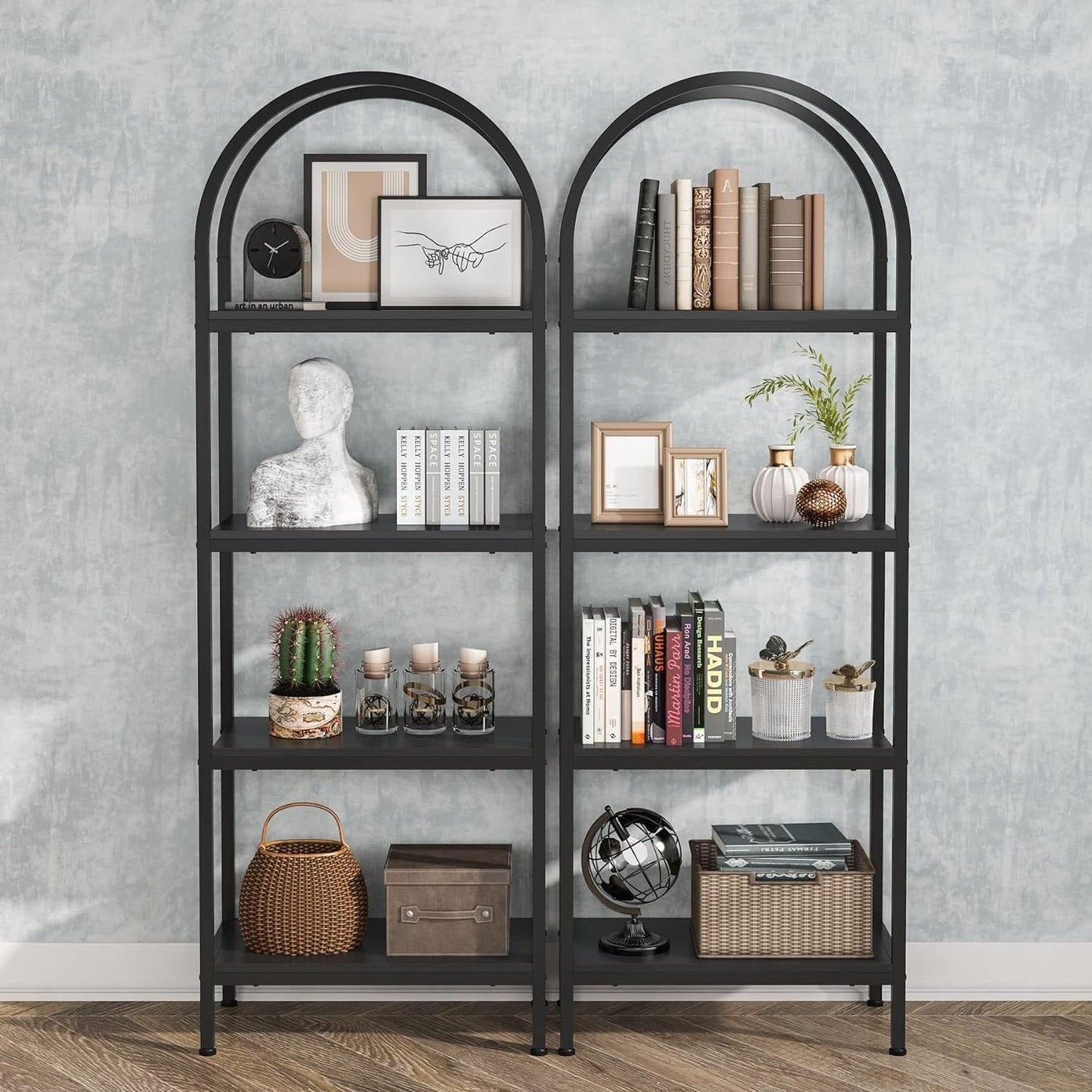 Open Bookshelf, Industrial Bookcase Storage Shelves with Metal Frame