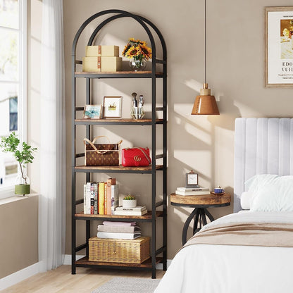 Open Bookshelf, Industrial Bookcase Storage Shelves with Metal Frame