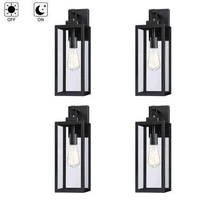 4-pack 1-Light Outdoor Wall Light with Matte Black Finish & Clear glass shade