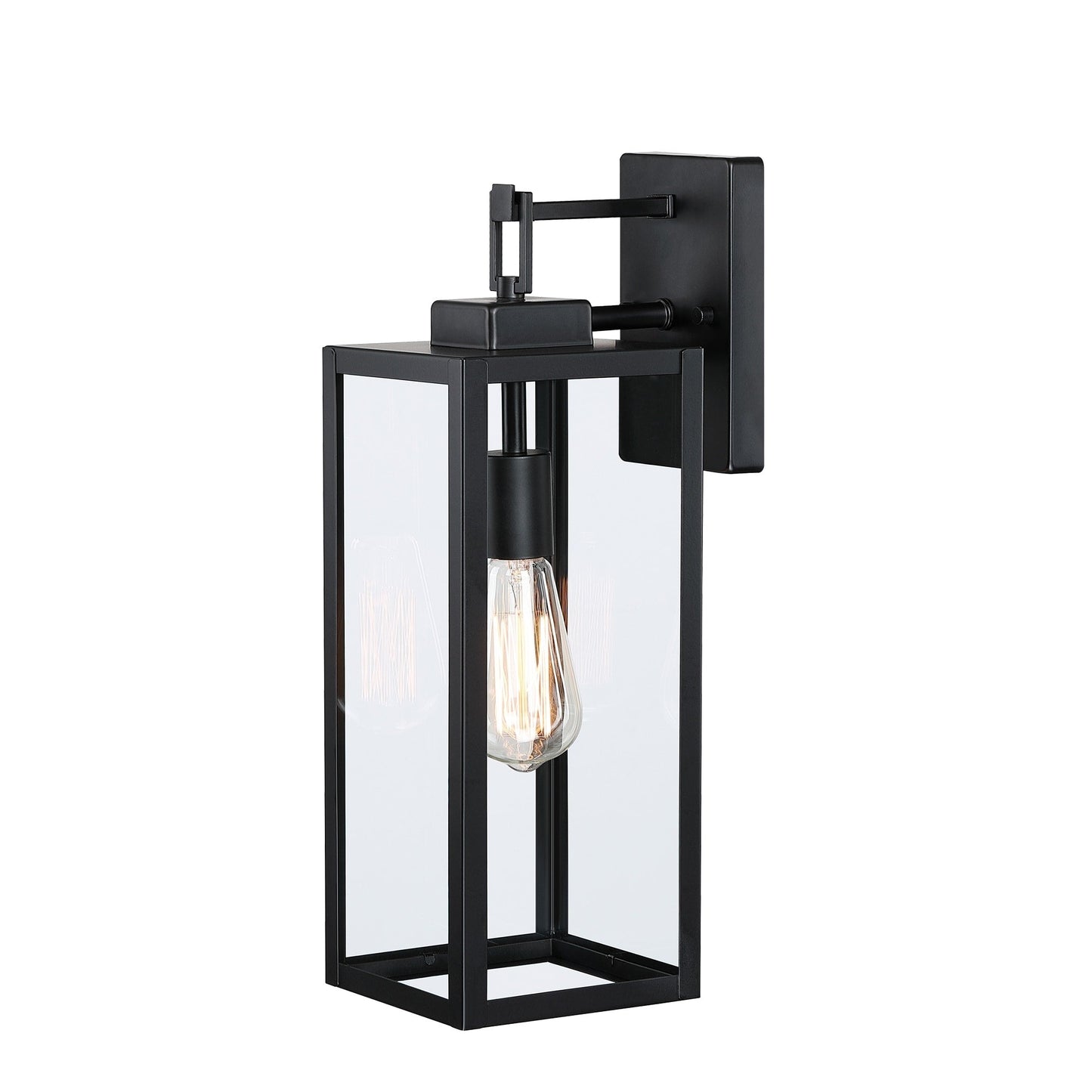 4-pack 1-Light Outdoor Wall Light with Matte Black Finish & Clear glass shade