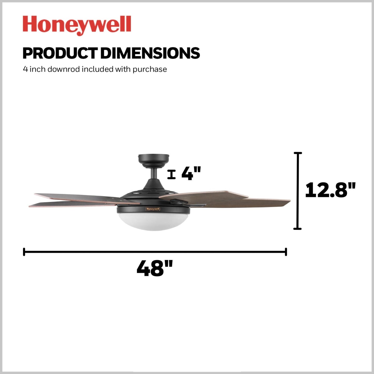Ventilateur de plafond Honeywell Carmel 48 avec éclairage intégré et télécommande