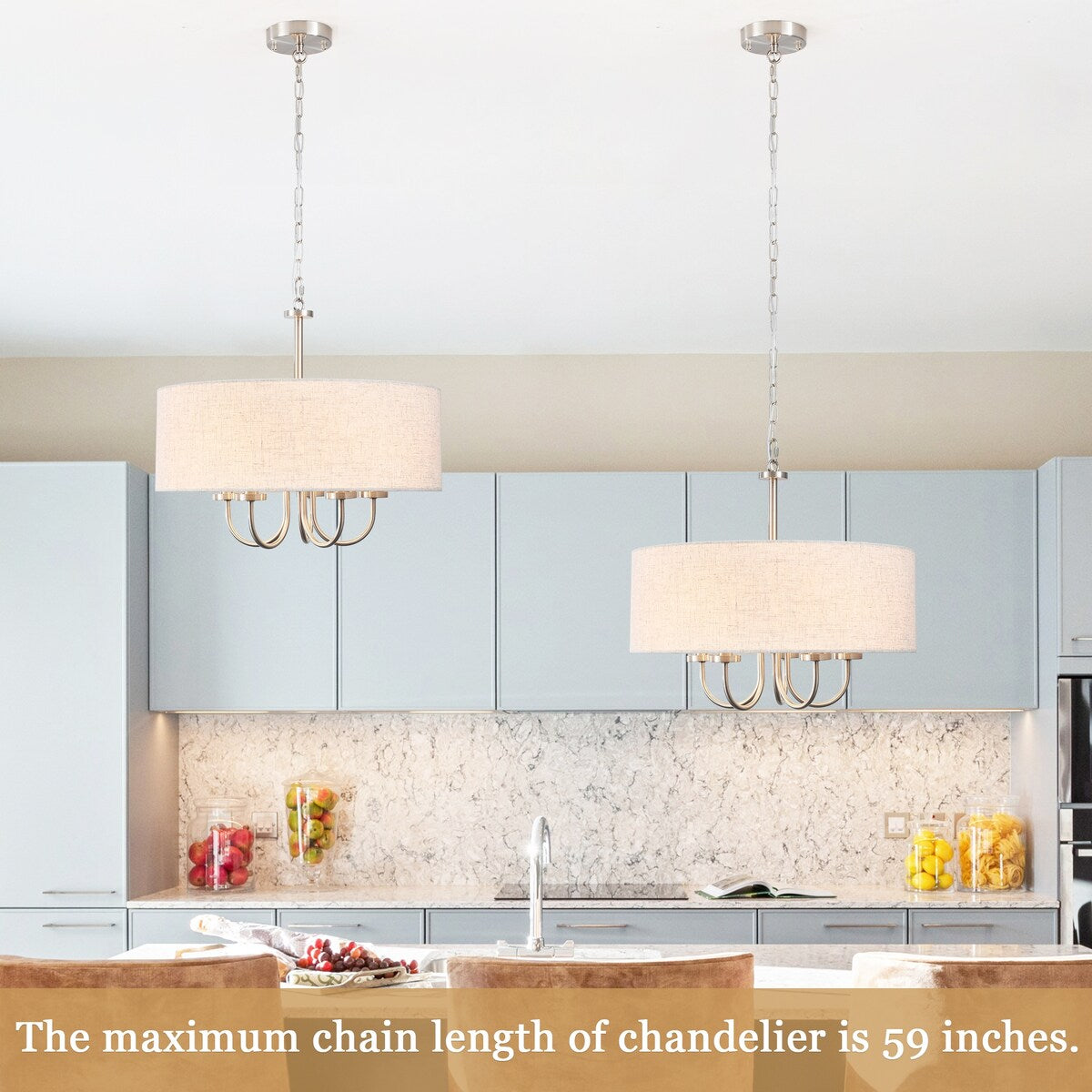 Plafonnier semi-encastré moderne à 5 lampes pour salle à manger, chambre à coucher, salon - N/A