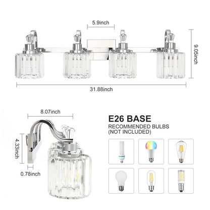 5-light Modern Crystal Bathroom Vanity Lighting Fixtures
