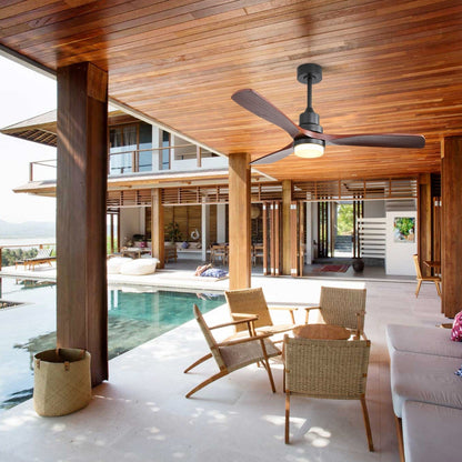 Ventilateur de plafond d'intérieur en bois Sofucor 52 avec télécommande et éclairage intégré en option