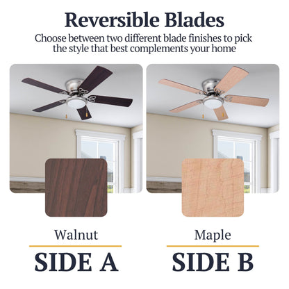 52 Prominence Home Benton Traditional Indoor LED Ceiling Fan with Light, Pull Chains